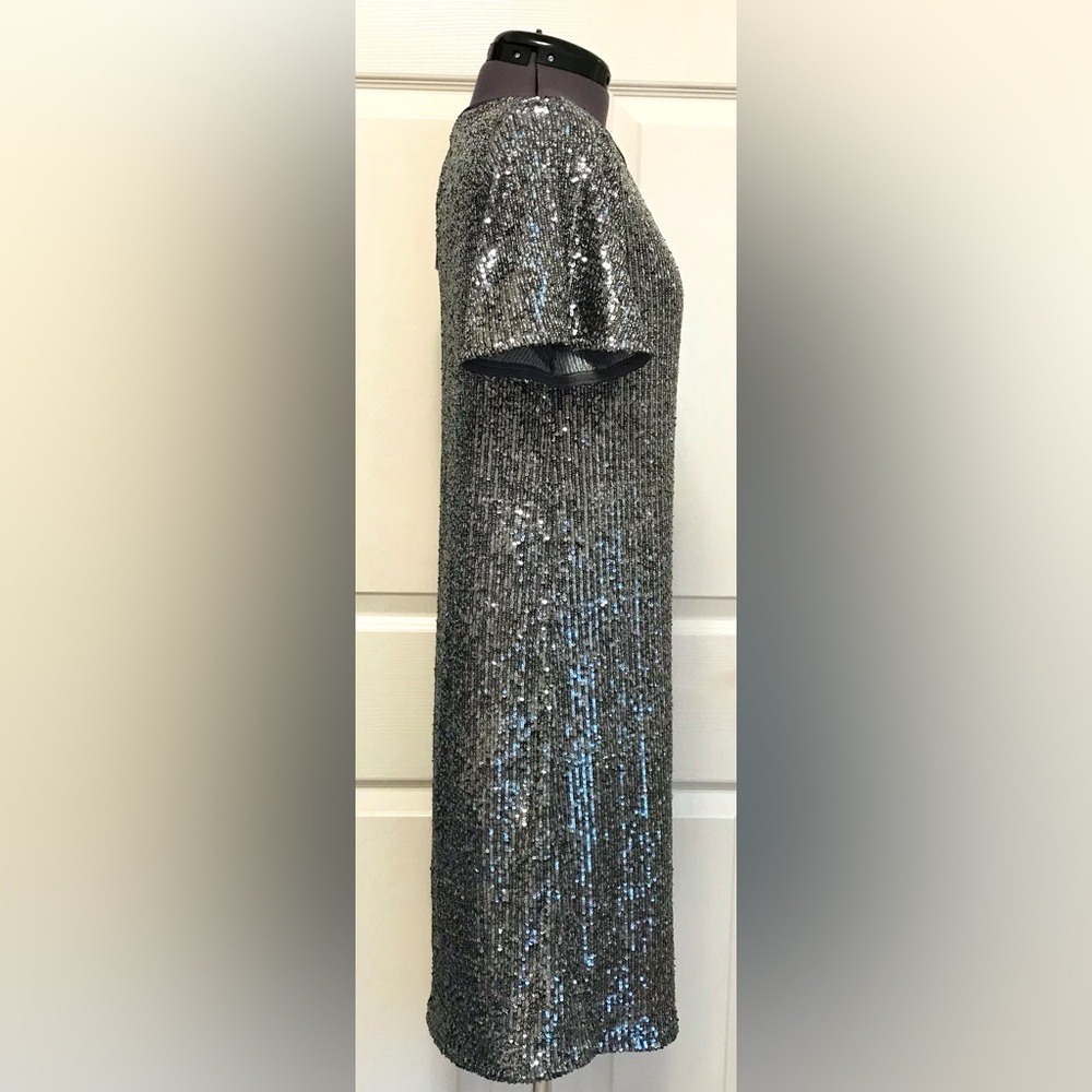 NWT Ann Taylor Silver Sequin Shift Cocktail Dress - Picture 8 of 16
